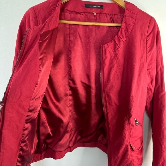 EUC Elie Tahari Zaria Red Fitted Zip Up Jacket - Picture 7 of 12